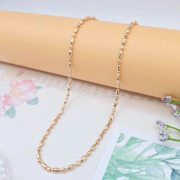 Rose Gold Bead Chain Necklace in Elegant Glossy Finish – 45cm, XPNL0041 - Picture 1 of 12